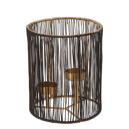Teelichthalter Ariana 3 M schwarz/gold 