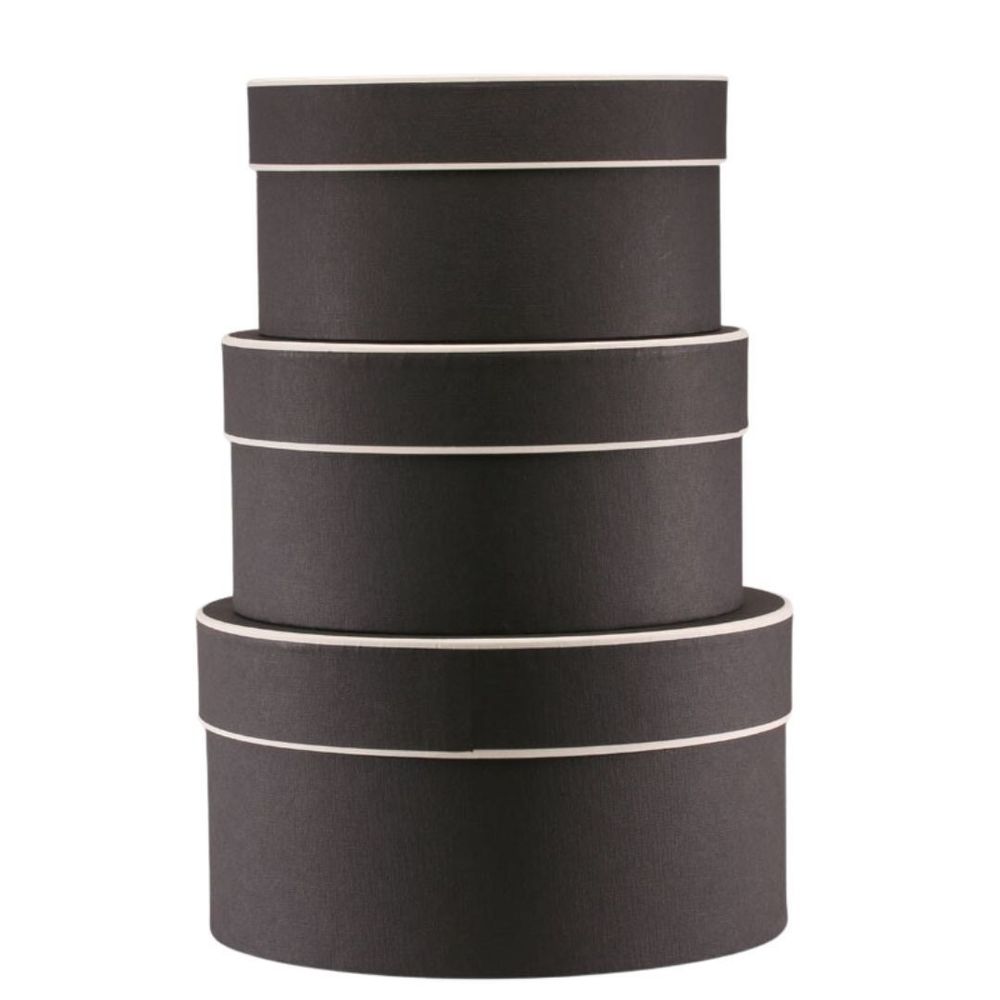 Hatbox London schwarz Set von 3 D24cm H13cm
