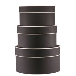 Hatbox London schwarz Set von 3 D24cm H13cm