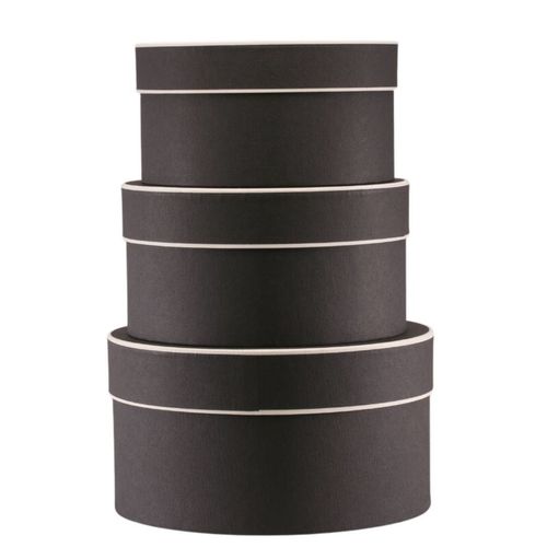 Hatbox London schwarz Set von 3 D24cm H13cm