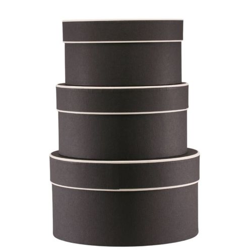 Hatbox London schwarz Set von 3 D24cm H13cm