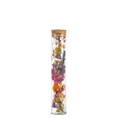 Glas Flasche +Trockenblumen Wish Multi 15cm
