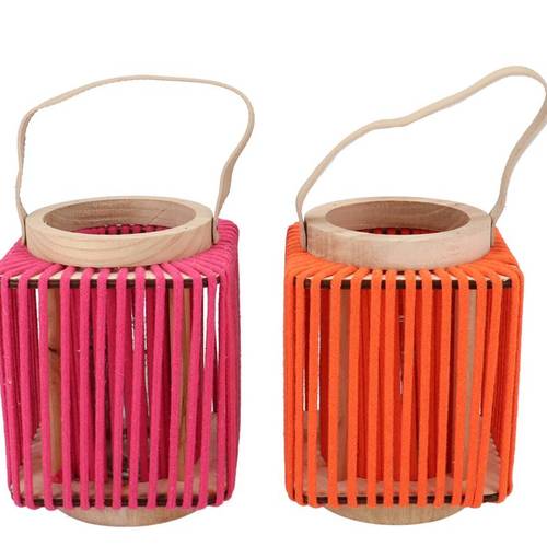 Laterne Cruz Viereck mix orange/fuchsia 13x16x20cm