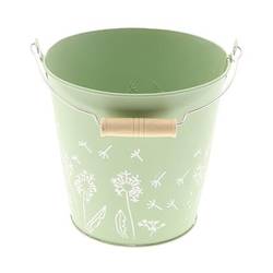 Zink Eimer Blume grün D16cm H15cm