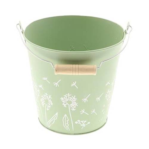 Zink Eimer Blume grün D16cm H15cm