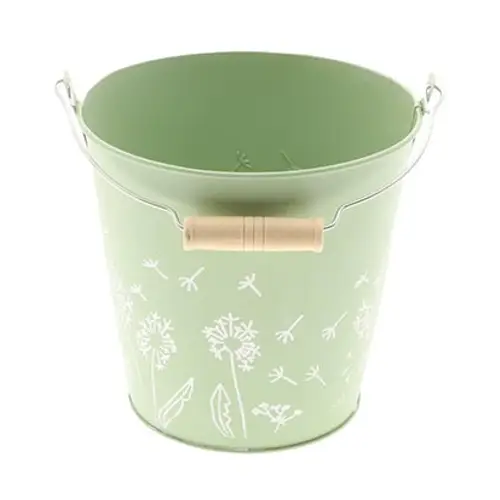 Zink Eimer Blume grün D16cm H15cm