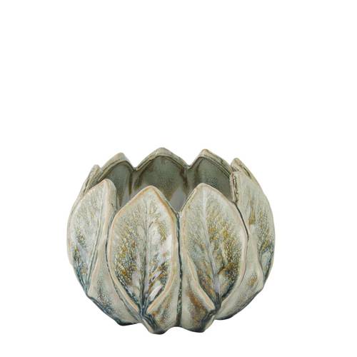 Keramik Übertopf Leaf hell grün D18cm H15cm