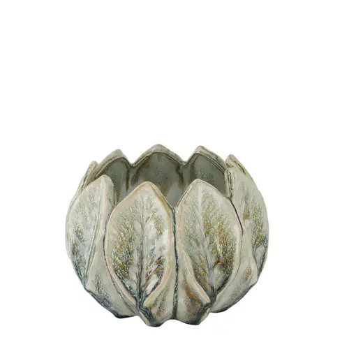 Keramik Übertopf Leaf hell grün D18cm H15cm