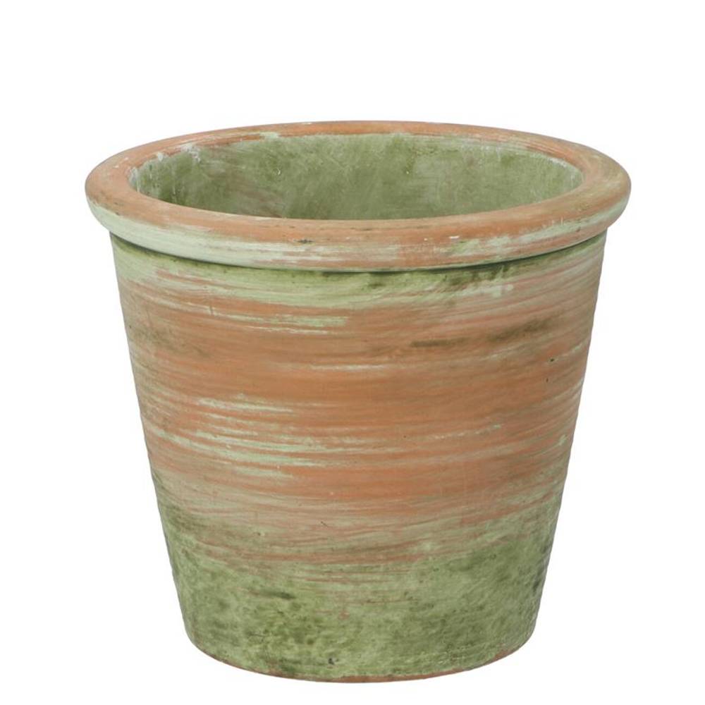Keramik Übertopf Zement grün D16cm H14cm