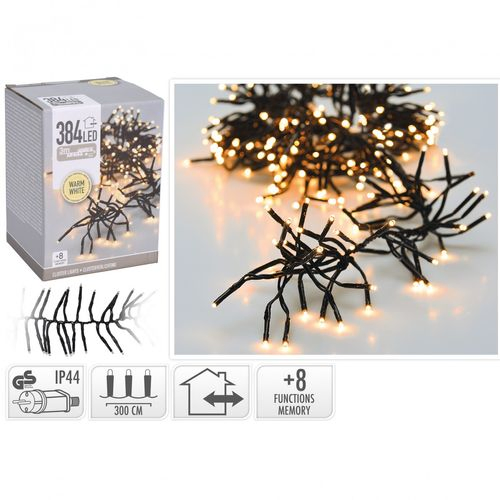 Girlande LED silber Cluster 384 Lampen 