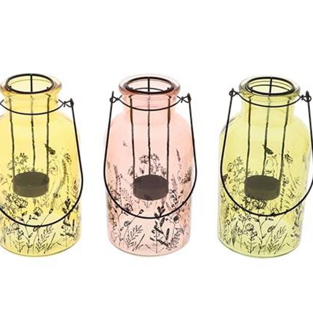 Glas Laterne Blüte mix D10.5cm