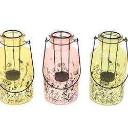 Glas Laterne Blüte mix D10.5cm