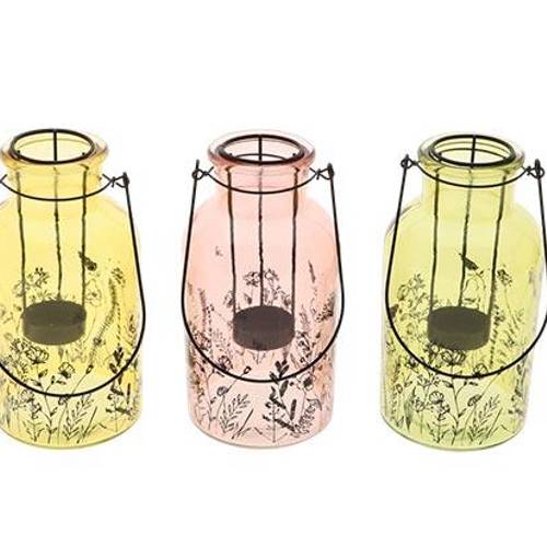 Glas Laterne Blüte mix D10.5cm