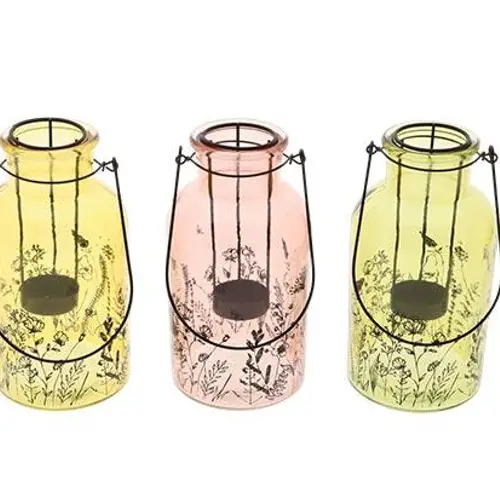 Glas Laterne Blüte mix D10.5cm