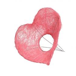 Strausshalter Sisal Herz rosa D25cm