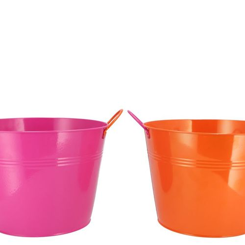 Zink Eimer fuchsia/orange mix D27cm H20cm