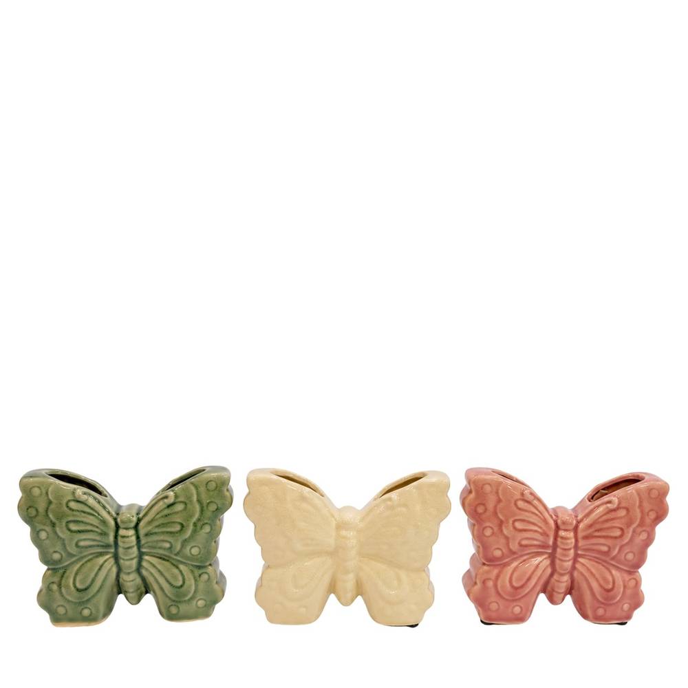 Keramik Vase Schmetterling mix D05cm H11cm