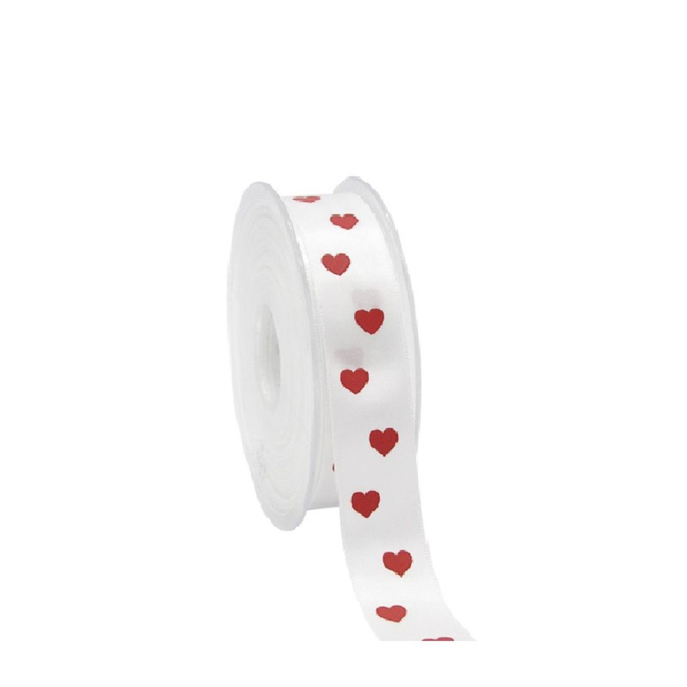 Band Herz Satin weiss 23mm 25m