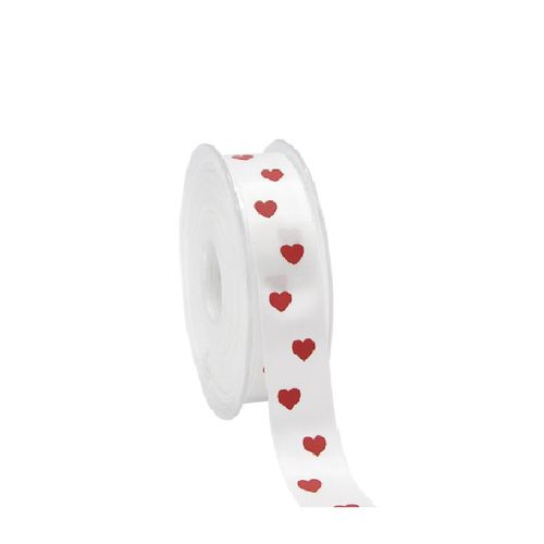 Band Herz Satin weiss 23mm 25m