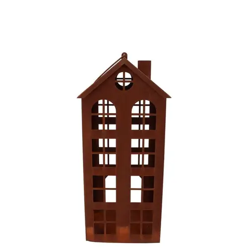 Deko Teelichthalter Haus Rost D19cm H33cm