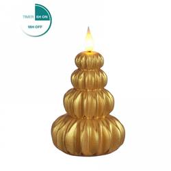 LED Kerzen Baum Wachs gold  07x12cm 