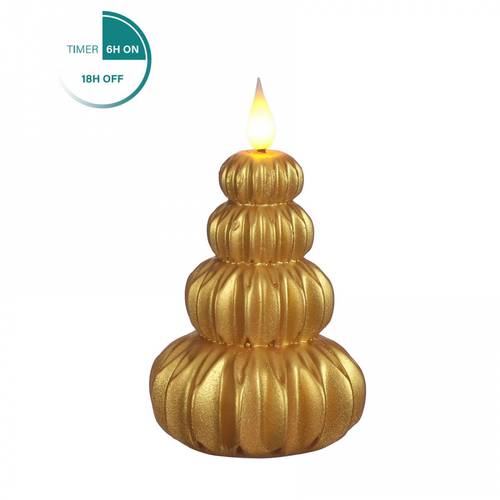 LED Kerzen Baum Wachs gold  07x12cm 