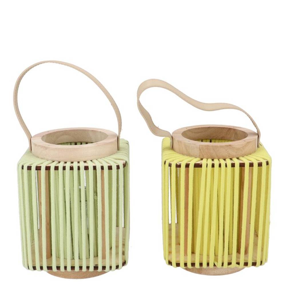 Laterne Cruz Viereck mix gelb/grün 11x14x17cm