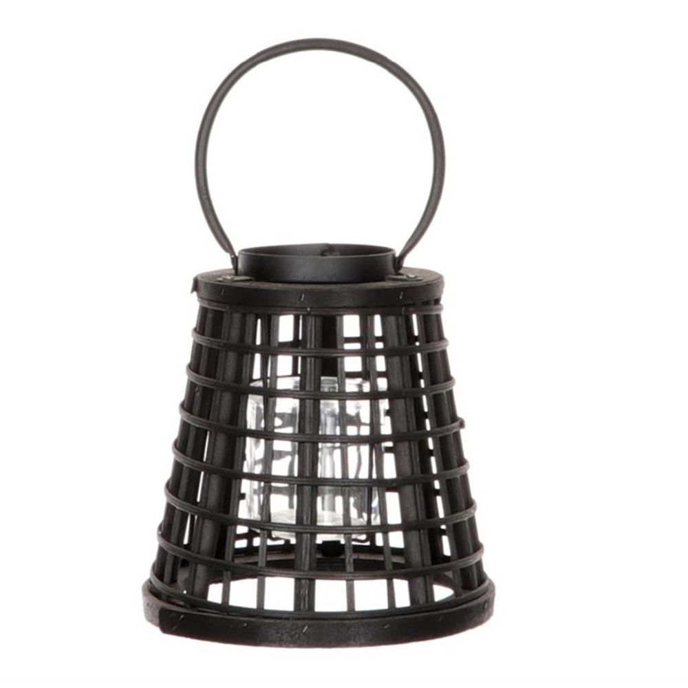 Laterne Draht+Glas schwarz D20cm H21cm