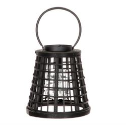 Laterne Draht+Glas schwarz D20cm H21cm