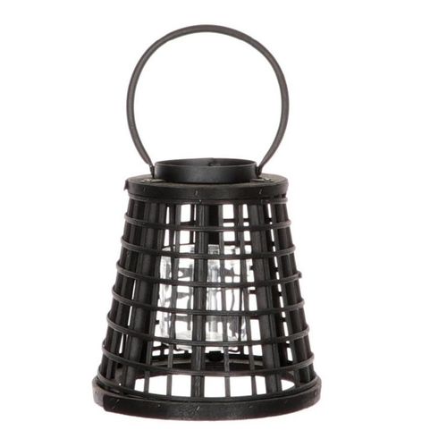 Laterne Draht+Glas schwarz D20cm H21cm