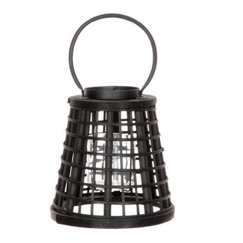 Laterne Draht+Glas schwarz D20cm H21cm