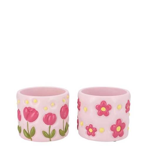 Keramik Übertopf Juul Blumen mix rosa 12x12x09cm