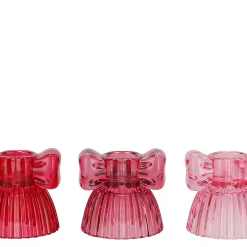 Kerzenständer Glas Jolly rosa mix 11x18cm