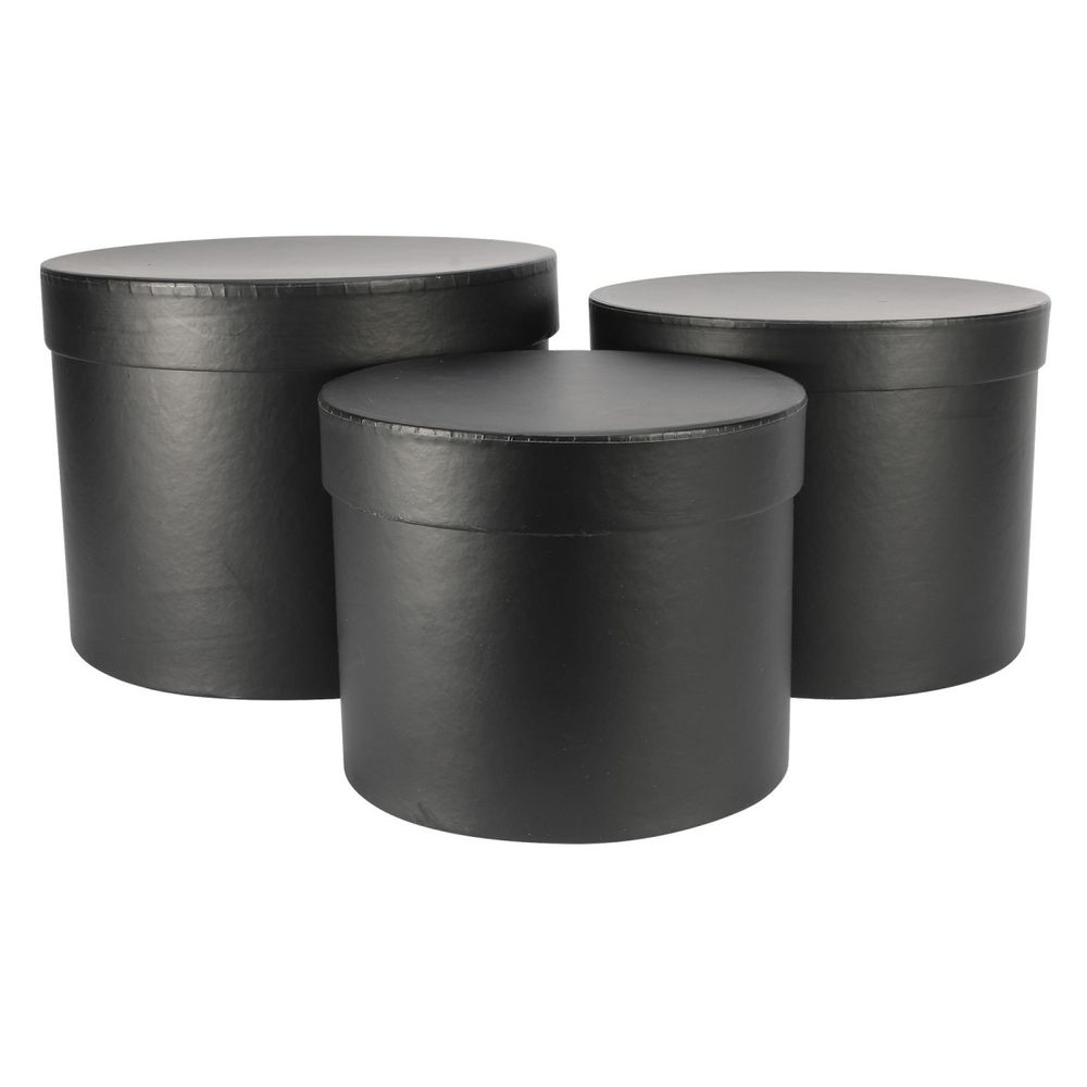 Hatbox Paris Set von 3 schwarz D19cm H15cm