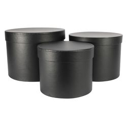 Hatbox Paris Set von 3 schwarz D19cm H15cm
