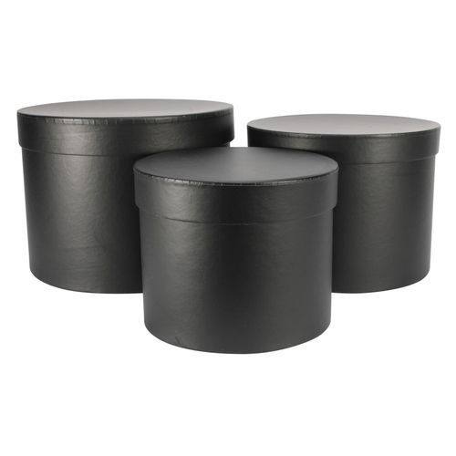 Hatbox Paris Set von 3 schwarz D19cm H15cm