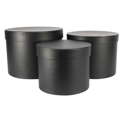 Hatbox Paris Set von 3 schwarz D19cm H15cm
