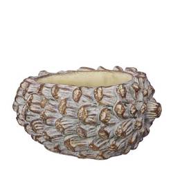 Keramik Übertopf Tannenzapfen braun 17x12.5x09cm