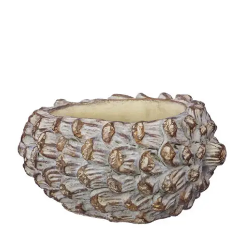 Keramik Übertopf Tannenzapfen braun 17x12.5x09cm