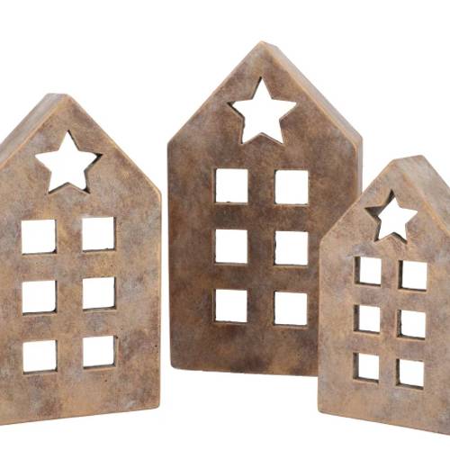 Teelichthalter Haus gold 11x11x29cm