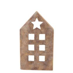 Teelichthalter Haus gold 11x11x29cm