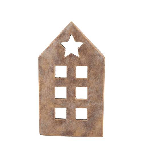 Teelichthalter Haus gold 11x11x29cm