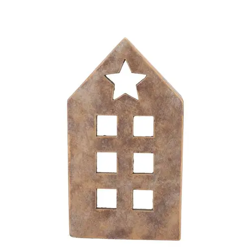 Teelichthalter Haus gold 11x11x29cm