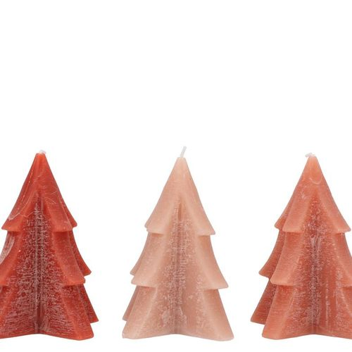 Kerze Weihnachtsbaum braun mix 7x12cm