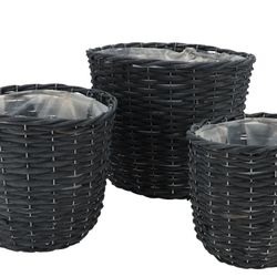 Korb Weide schwarz 3/Set 32x26cm
