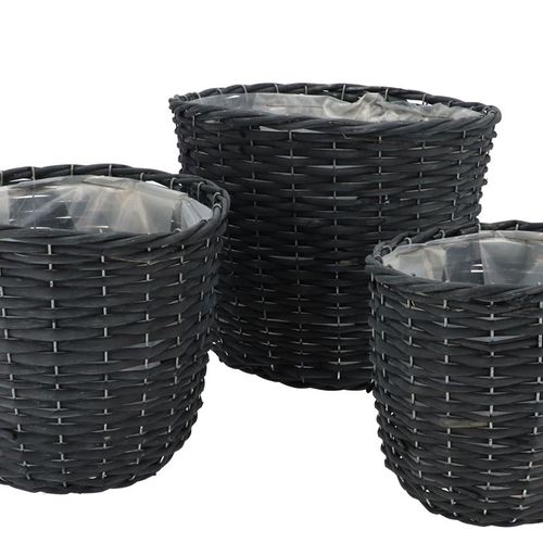 Korb Weide schwarz 3/Set 32x26cm