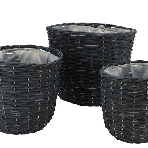 Korb Weide schwarz 3/Set 32x26cm