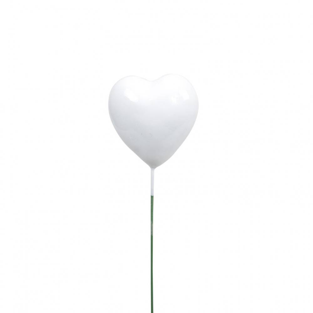 Herz auf Draht weiss L20cm D04cm