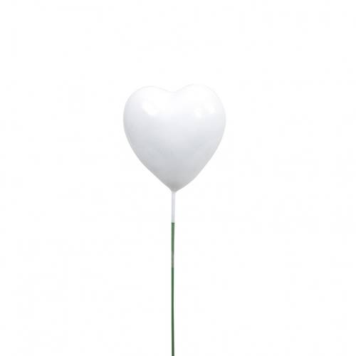 Herz auf Draht weiss L20cm D04cm