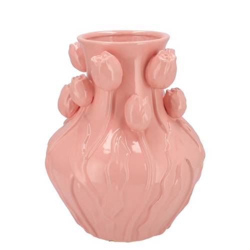 Keramik Vase Mara Tulpe rosa 28x28x35cm